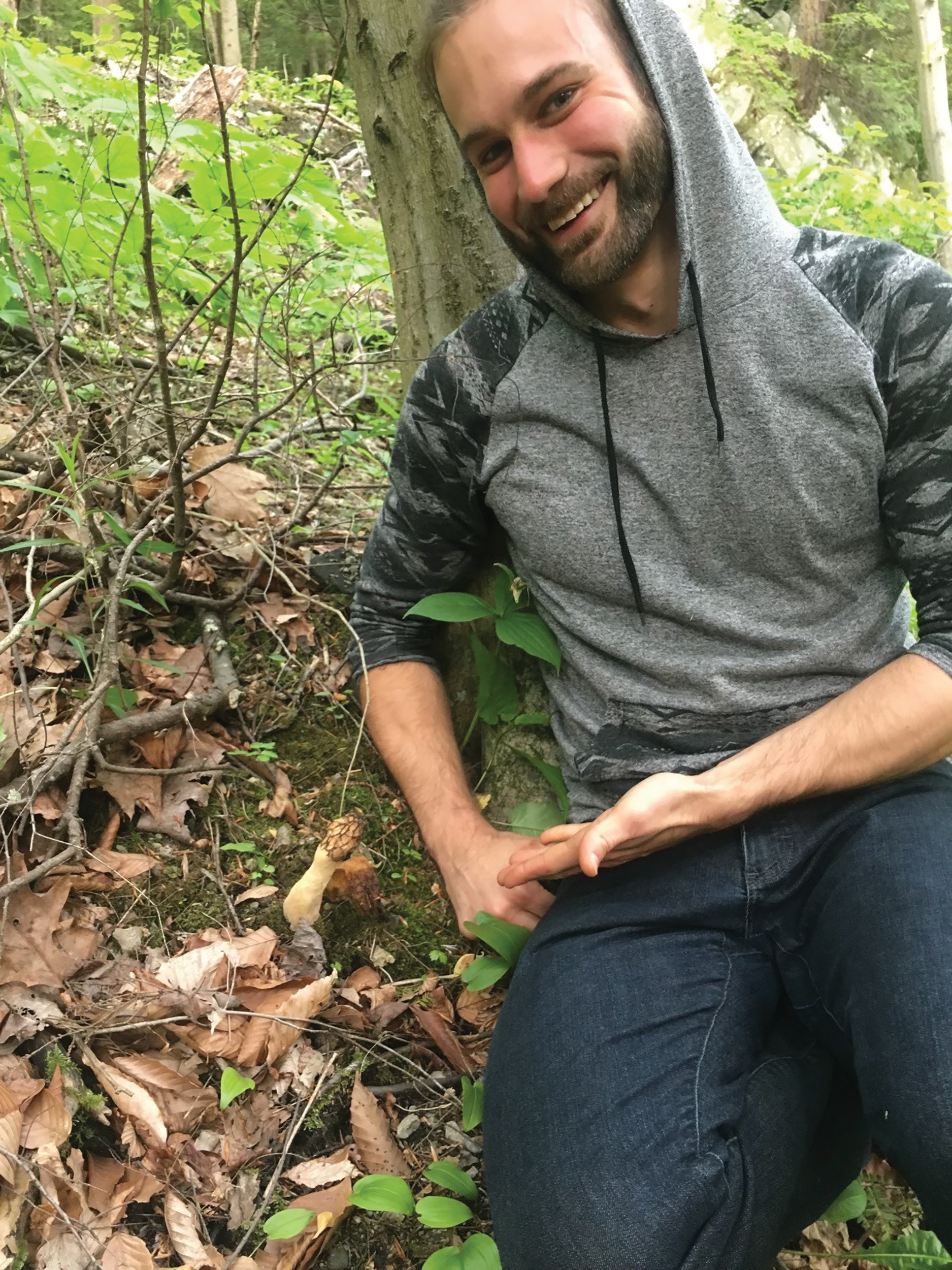 Josh Mowris of Crawford County says he has the best luck finding elusive morel mushrooms near trees