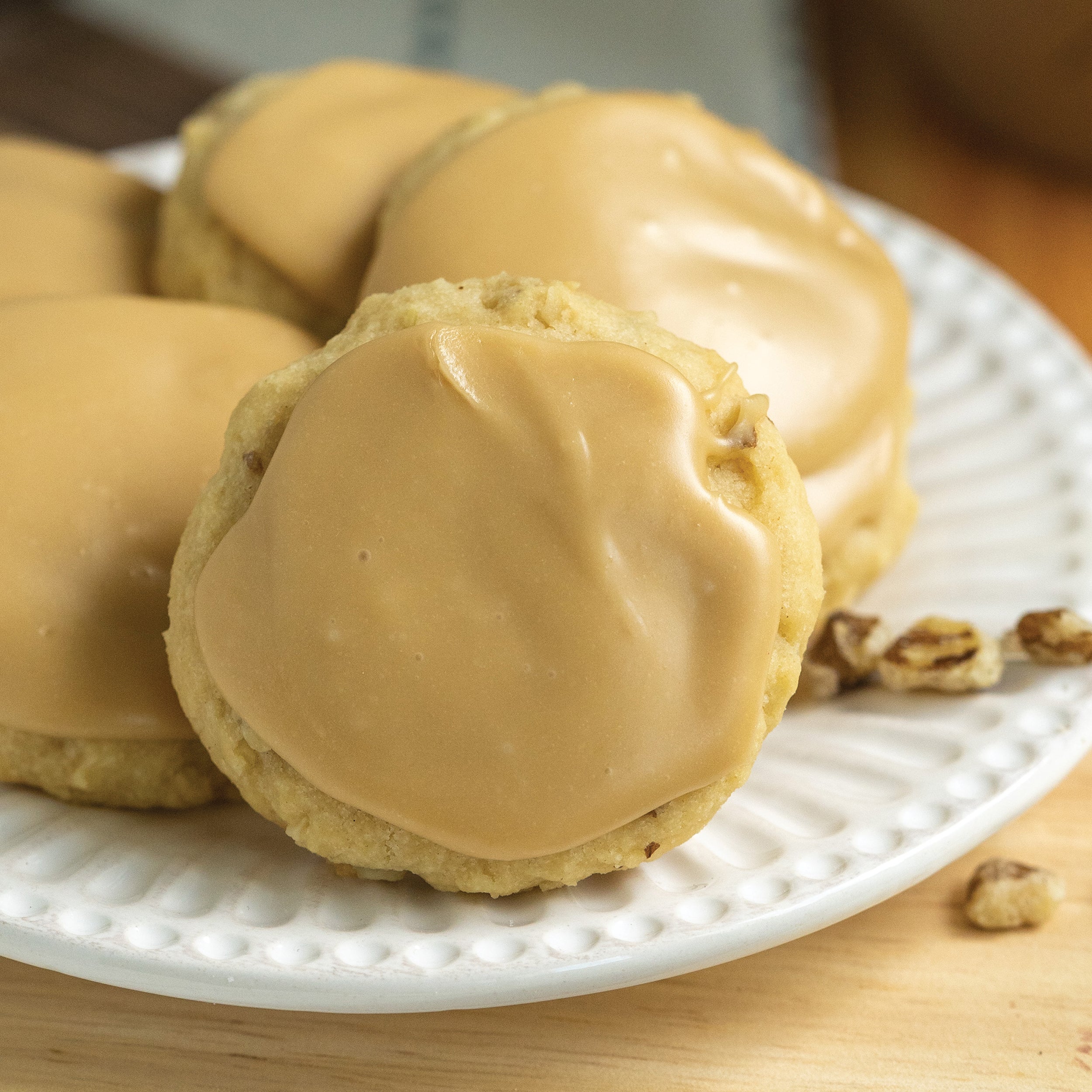 Black Walnut Maple Cookies with Brown Sugar Icing