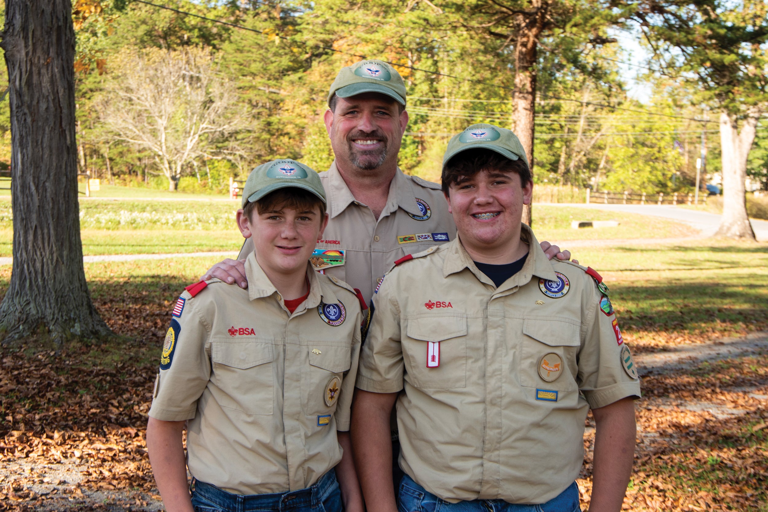 Eric Henchey, center, coordination engineer at Valley Rural Electric Cooperative and an assistant Scoutmaster, helps his sons — Owen, left, and Landon — and other Scouts learn to lead with confidence.