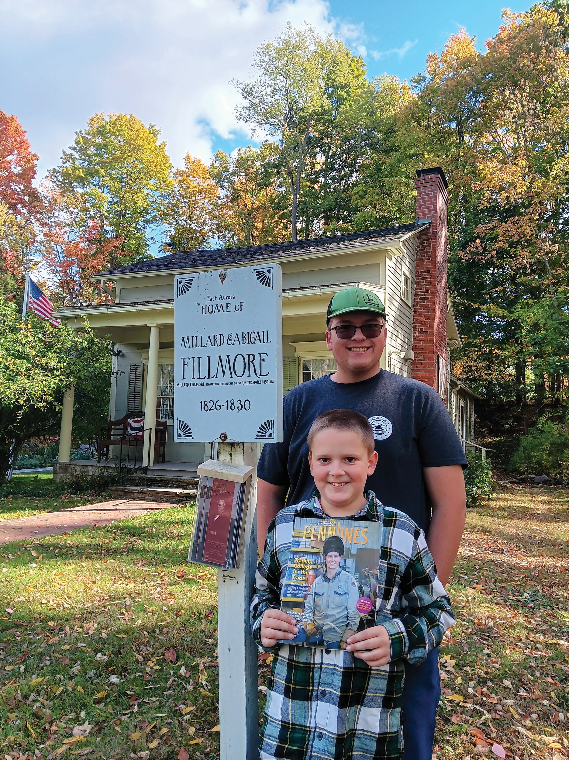 Aidan Long, forefront, poses with his brother, Kaleb, at the Millard Fillmore house in East Aurora, New York.