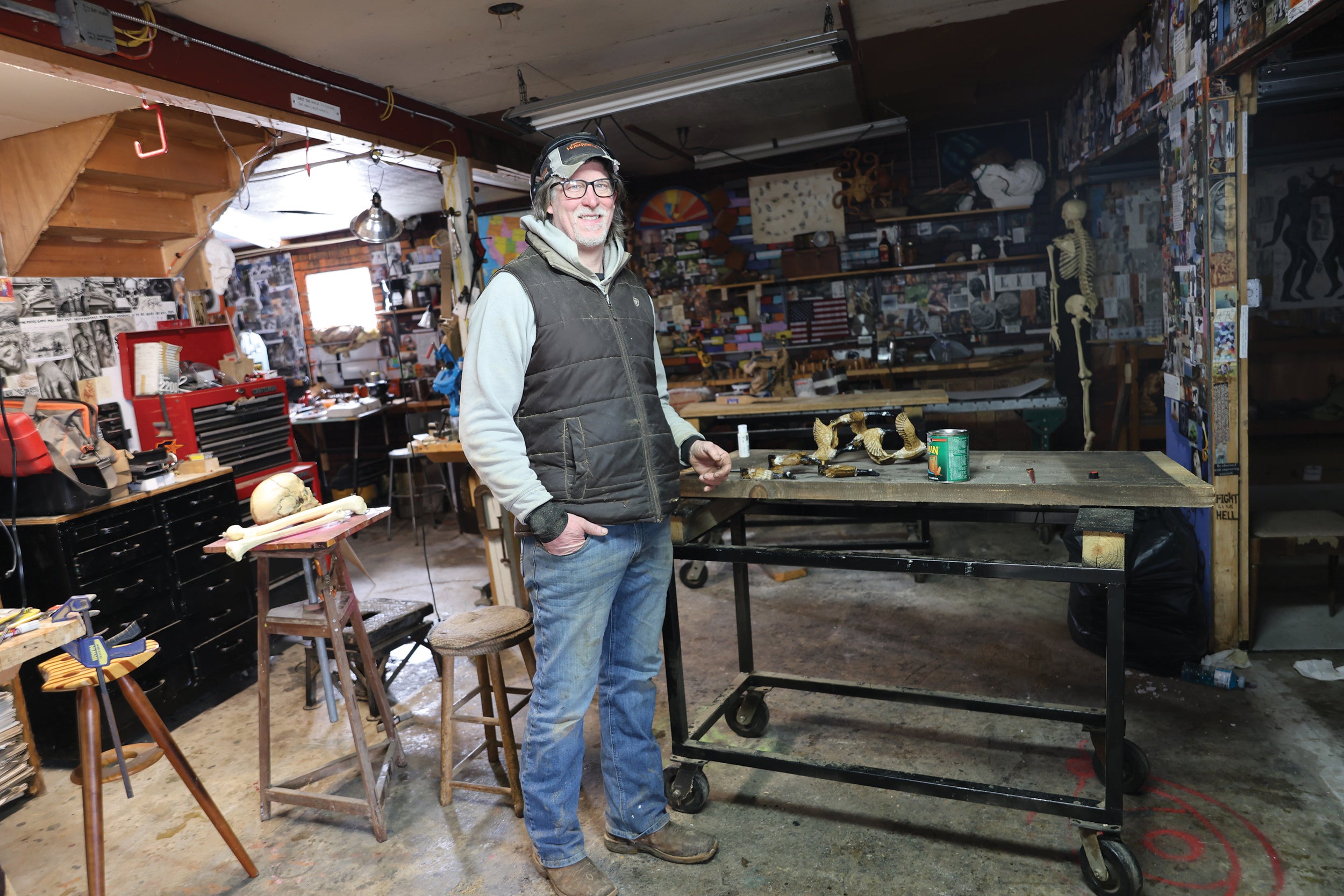 Artist Scott Dow, who has a woodworking shop along Route 6 in Corry, has some famous clients, including podcaster Joe Rogan.