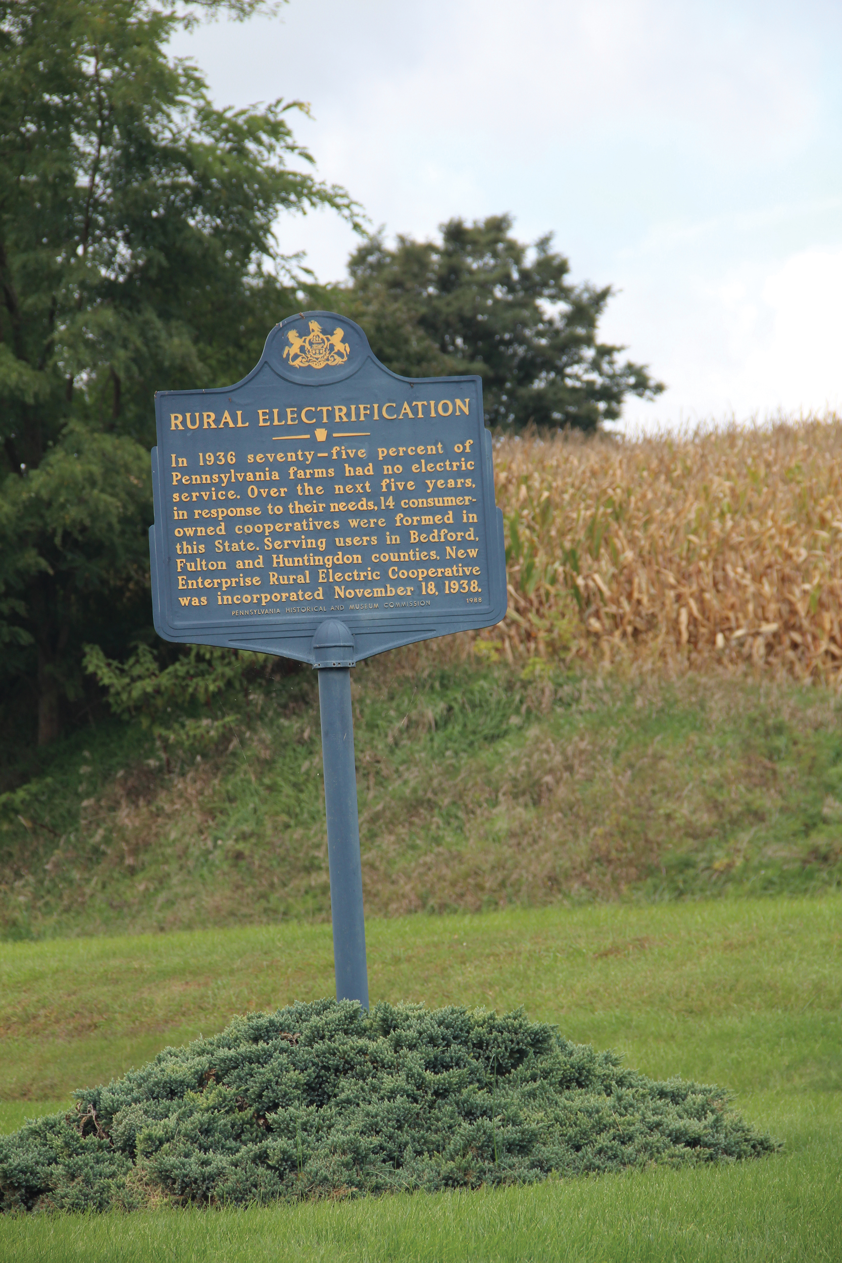 This state historical marker, detailing information about the formation of New Enterprise REC, is one of more than 2,500 located across the Commonwealth.
